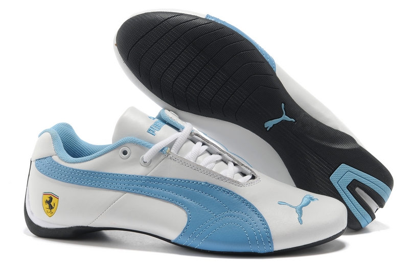 Ferrari Future Cat Leather Trainers Puma White / LightBlue