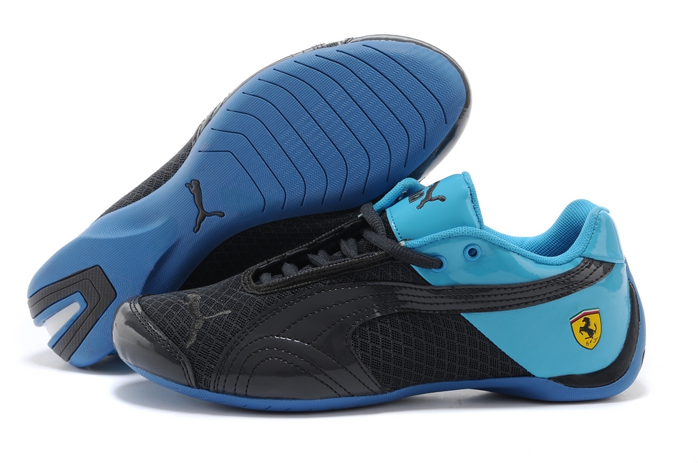 Puma Ferrari Future Cat Mesh Motorsport Shoes Black and Light Blue