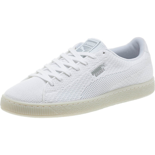 PUMA BASKET KNIT MESH SNEAKERS white-gray violet