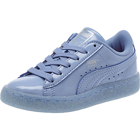 Puma Basket Patent Iced Glitter Preschool Sneakers