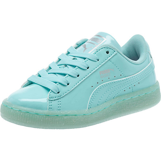 Puma Basket Patent Iced Glitter Preschool Sneakers